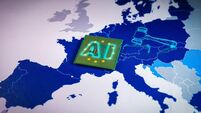 iStock-1968100820.jpg Europe Map with virtual gavel and sound block and a CPU with AI word