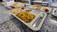 Close-up on school lunches at the cafeteria