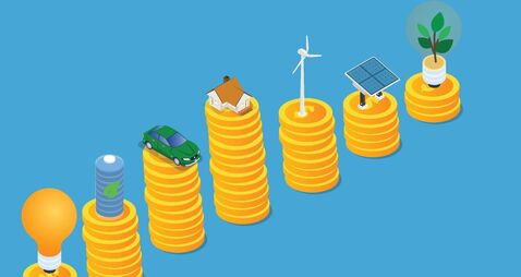 Green - iStock-1714495267.jpg Stack of coins with renewable energy