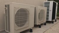 Close-up of the installed heat pump