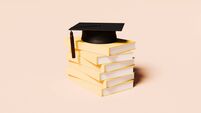 GettyImages-2227026779.jpg Stack of Blank Yellow Books Topped with Graduation Cap – Knowledge and Academic Achievement Concept