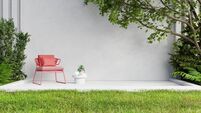 Modern loft style concrete patio for sitting and drinking coffee.