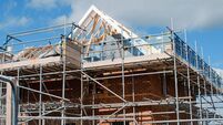 Loading platform made of scaffold system on housing development construction site