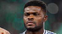 Thomas Partey seen during UEFA Champions League game between teams of Sporting CP and Arsenal FC (Maciej Rogowski)