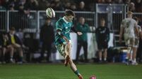 Tom Wood kicks a conversion 20/2/2026