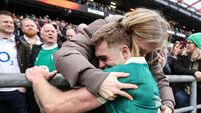 Jack Crowley celebrate after the match 21/2/2026