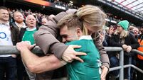 Jack Crowley celebrate after the match 21/2/2026